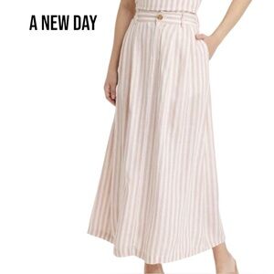 A New Day AMERICANA PICNIC A-LINE MAXI SKIRT in PINK/CREAM STRIPED Women's 3X